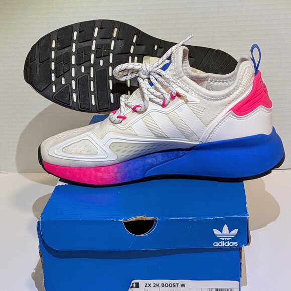Adidas Women's ZX 2K BOOST Sneakers Shoes FY0605 White Blue Pink - Size 5.5 - Picture 5 of 8
